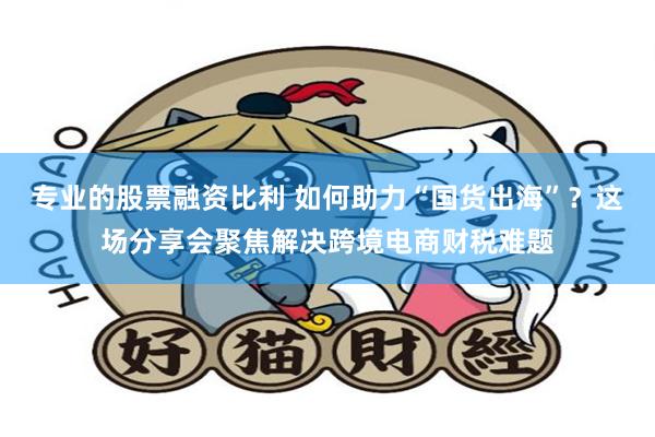 专业的股票融资比利 如何助力“国货出海”？这场分享会聚焦解决跨境电商财税难题