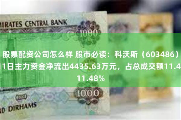 股票配资公司怎么样 股市必读：科沃斯（603486）7月1日主力资金净流出4435.63万元，占总成交额11.48%